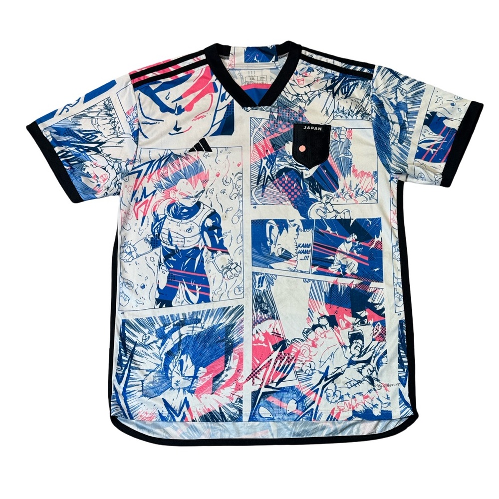 Adidas mens 3XL XXXL multicolor Dragon ball Z anime Japan soccer jersey EUC
